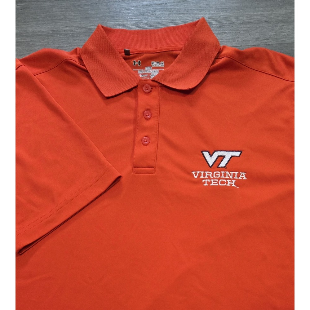Virginia Tech Hokies Under Armour Heatgear Short Sleeve Polo Shirt Men's Medium